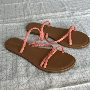 Universal Thread Coral and Brown Braided Sandals